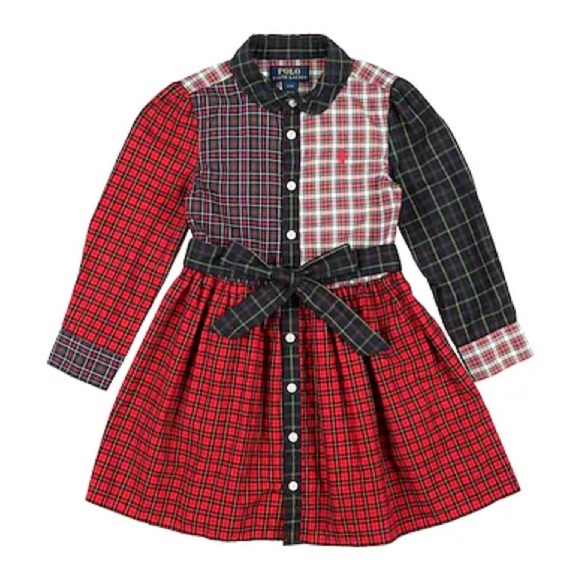Ralph Lauren Plaid Long Sleeve Dress with Bow - Picture 3 of 5